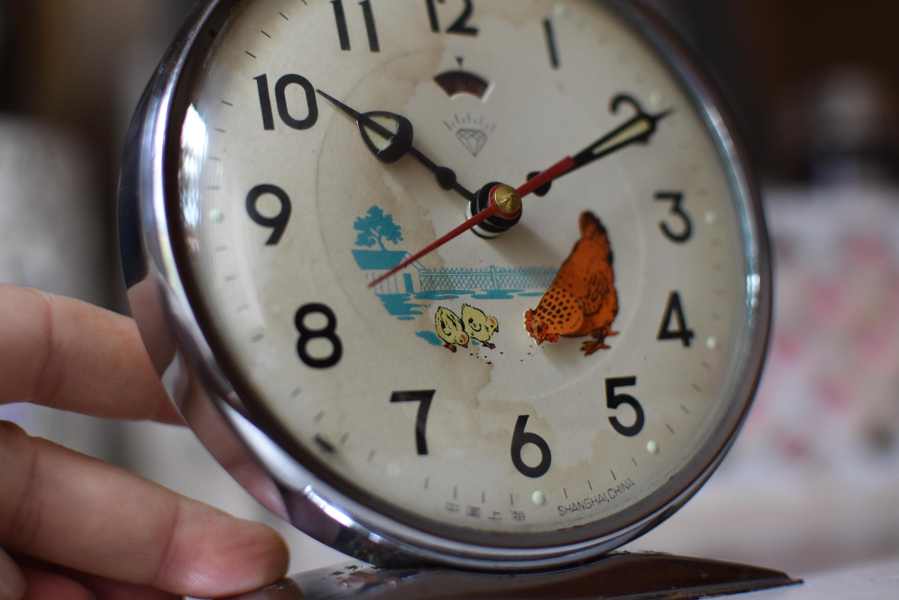 Vintage Mechan Animated Alarm Clock//chinese Alarm Clock 60s