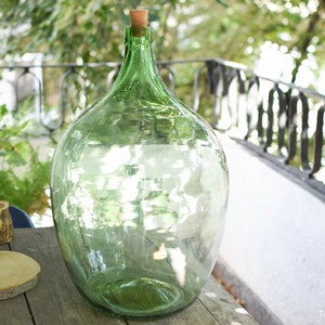 Vintage Large XXL Green Glass Demijohn 30 liters//wine Demijohns//French glass demijohn carboy wine bottle//Antique Wine Demi John// image 1