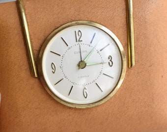 Réveil De Voyage Vintage Europa 2 Bijoux - Années 70 - Jaune - Mécanique Wind Up