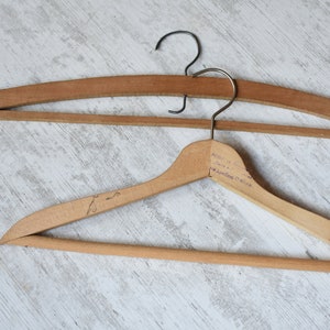 Set of 2 vintage wooden Clothes hangers//metal hooks//Rustic hanger//Pants clothes hangers//Antique Fashion //1950s-Clothes wooden Hanger//