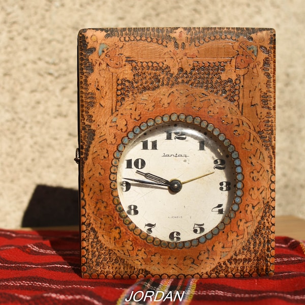 Vintage Wooden clock box//Old painted clock box//Handmade wooden clock box//Wooden decorative box//Antique clock box//Wooden clock case