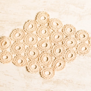NEVER USED==New Old Stock Crocheted Rectangular Lace Doily// Vintage Lace Doily//Natural Cotton//Antique Linen White Colour