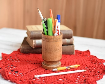 Vintage Wooden Pen Organizer//Wooden Desk Pen Pencil Holder//Pencil Holder//Pen organizer//Office & Desk Storage