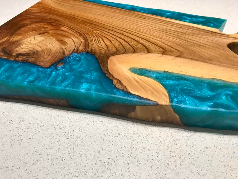 River Cutting Board Big Live Edge Charcuterie Board Epoxy Etsy