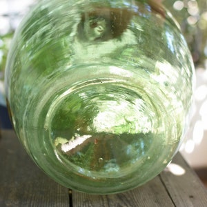 Vintage Large XXL Green Glass Demijohn 30 liters//wine Demijohns//French glass demijohn carboy wine bottle//Antique Wine Demi John// image 4