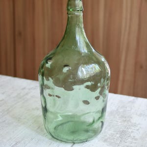 Vintage Large Green Glass Demijohn 5 liters//wine Demijohns/French glass demijohn carboy wine bottle/Home decor vase//Rare Uniquе Vase