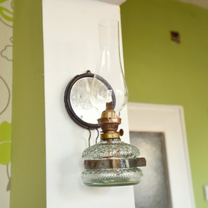 Vintage clearL Glass Gas Lantern//Old desktop Lamp//Glass Oil Lamp//Retro Petroleum Lamp//Rustic Home Decor desktop gas Lamp//Antique