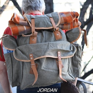 Never used=Large Vintage Hunting Canvas Backpack/Camping Backpack/bushcraft backpack/Large Canvas Rucksack/Travel Backsack//Travel Backpack
