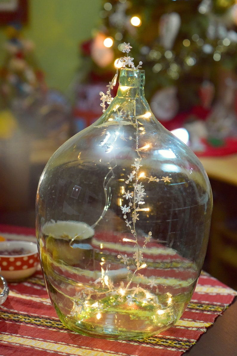 Vintage Large XXL Green Glass Demijohn 30 liters//wine Demijohns//French glass demijohn carboy wine bottle//Antique Wine Demi John// image 3