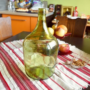 Vintage Large Green Glass Demijohn 5 liters//wine Demijohns/French glass demijohn carboy wine bottle/Antique Wine DemiJohn/Rare Uniquе Vase