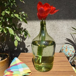 Vintage Green Glass Demijohn 3,5 liters//wine Demijohns//French glass demijohn carboy wine bottle//Antique Wine Demi John//