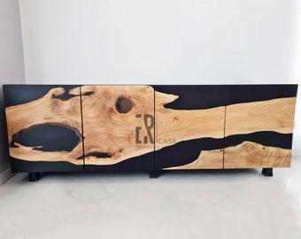 Walnut and Black Epoxy ,Media console, Sideboard, TV unit, Luxury furniture, Console Tables & Cabinets