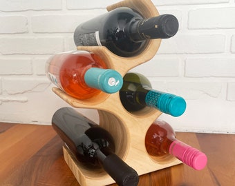 Wooden Bottle Stand / Wood Wine Rack / 5 Bottle Standing Wine Rack / Wine Bottle Holder / Wood Wine Tree / Unique Wine Rack / Wine Storage