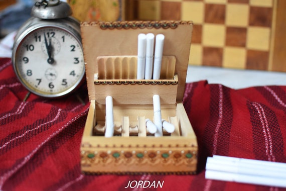 Vintage Wooden Cigarette Box// Handmade Wooden Box//cigarette Case Box//old Cigarette  Box From '70s.//unique Hand-painted Cigarette Case