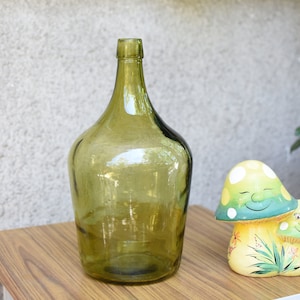 Vintage Large Green Glass Demijohn 5 liters//wine Demijohns/French glass demijohn carboy wine bottle/Antique Wine DemiJohn/Rare Uniquе Vase
