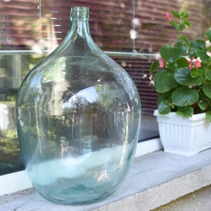 Vintage Large XXL Light blue Demijohn 30 liters//wine Demijohns//French glass demijohn carboy wine bottle//Antique Wine Demi John//