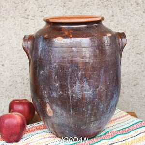 Sällsynt vintage stor lerkruka/stor elegant kruka/primitiv lerkruka/handgjord lerkruka/bra funktionell inredning/stor terrakottakruka/rustik skål