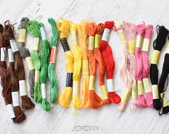 Vintage 100% Cotton Embroidery Floss//20 skeins Cotton Embroidery Floss//Cotton Cross Stitch Embroidery Floss//Mixed Color