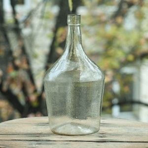 Damajuana de vino antigua de 3 l/Damajuana de vidrio verde //Damajuana verde grande //Decoración campestre //Botella de damajuana vintage //Jarrón único y raro