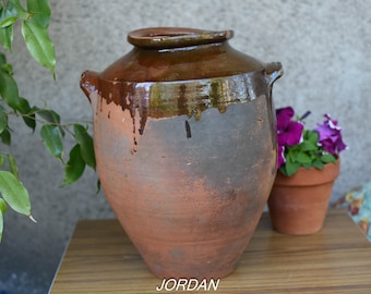Rare Vintage Large Clay Pot/large Elegant pot/Primitive Clay Pot/Hand-made clay pot/great functional decor/terracotta large pot/Rustic bowl