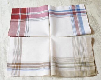 NEVER USED=Vintage Set of 4 New Men's Handkerchief//100% cotton//Pocket Square//handkerchief Men's//organic cotton hankie/mouchoir coton bio