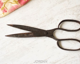Large Vintage Hand Scissors//Antique Scissors//Hand forged 1900,s Bulgaria//Old Scissors/Farm decor-Hand Forged Scissors/Primitive Antiques