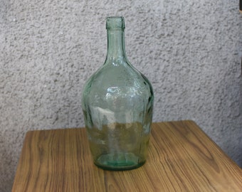 Damigiana vintage in vetro verde da 3 litri//damigiana per vino//damigiana francese in vetro, bottiglia da vino//damigiana antica per vino//