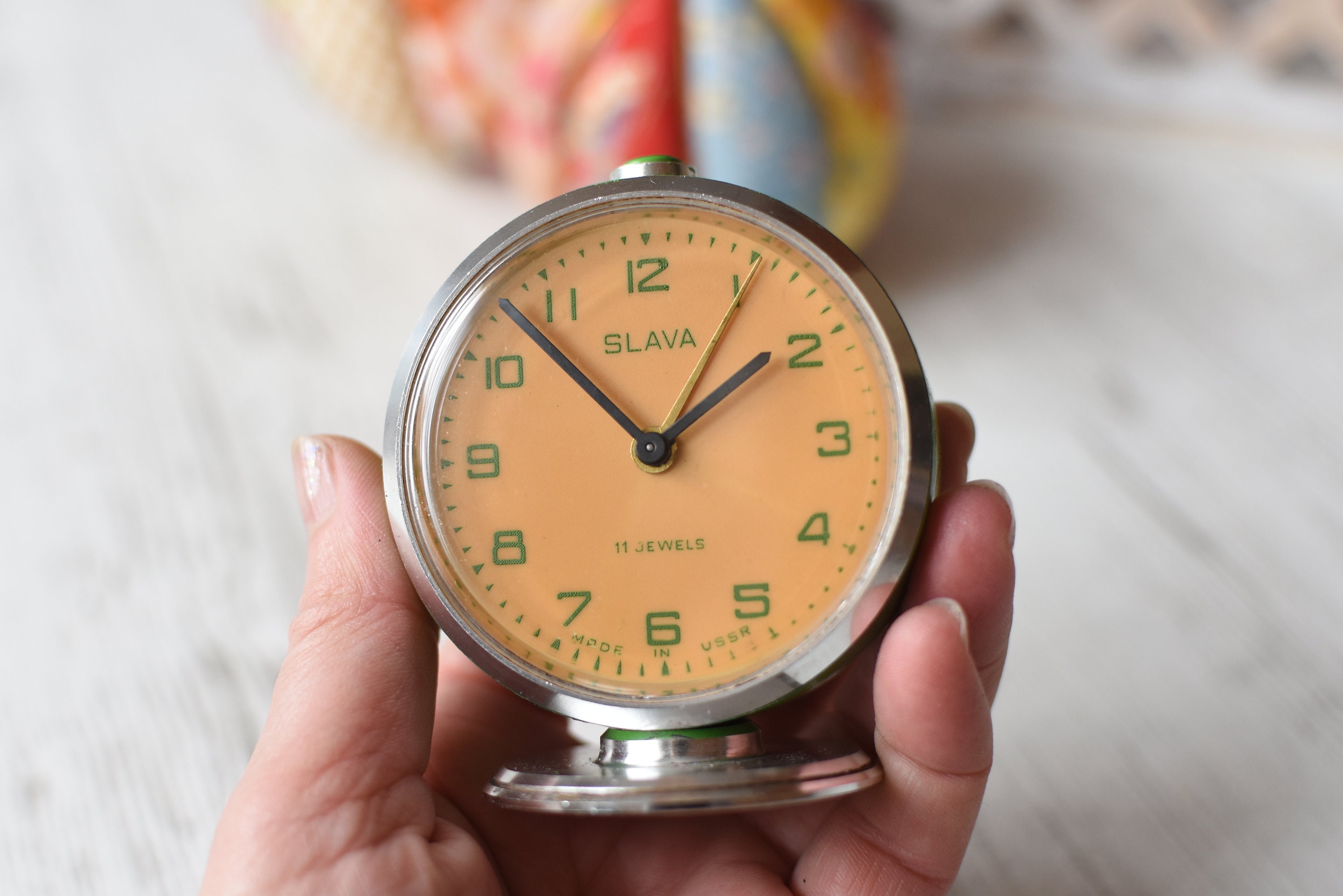 Vintage Desk Soviet working Clock/Bedroom Clock//Mechanical working clock/USSR clock//Bedside Alarm Clock//Desk Decor/Old Soviet alarm clock