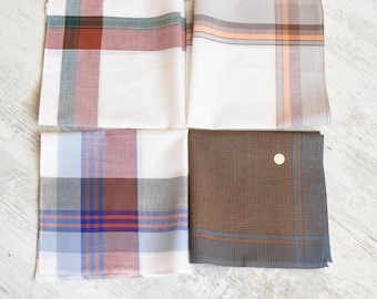 NEVER USED=Vintage Set of 4 New Men's Handkerchief//100% cotton//Pocket Square//handkerchief Men's//organic cotton hankie/mouchoir coton bio