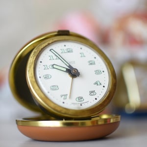 Vintage 1970,s Germany travel alarm Clock SILVOZ//Germany alarm Clock//Travel Mechanical Alarm Clock//Travelling Clock//Clock Home Decor