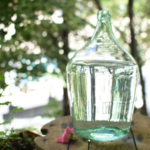Vintage XXL Large Green Glass Demijohn 10 liters//wine Demijohns//French glass demijohn carboy wine bottle//Antique Wine Demi John//