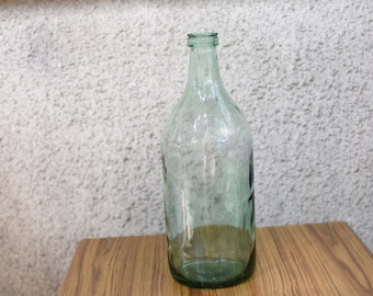 Vintage Glass Demijohn 3 liters//Art Vase//Decanter//French glass demijohn carboy wine bottle//Glass que Glass//Green Rare Uniquе Vase