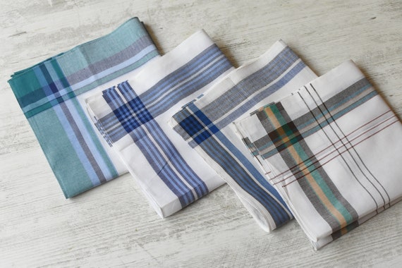 NEVER USED=Vintage Set of 4 New Men's Handkerchie… - image 2
