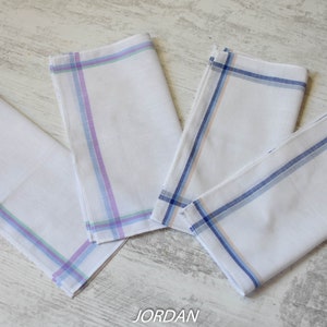 NEVER USED=Vintage Set of 4 New  Handkerchief//100% cotton//Pocket Square//handkerchief womenorganic cotton hankie/mouchoir coton bio