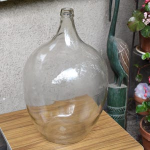 Vintage Large XXL Clear Glass Demijohn 30 liters//wine Demijohns//French glass demijohn carboy wine bottle//Antique Wine Demi John//