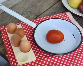 Sartén esmaltada vintage // Sartén para huevos retro // Sartén de cocina esmaltada // Sartén para freír // Utensilios de cocina esmaltados vintage // Sartén de cocina esmaltada vintage