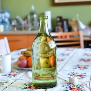 Vintage Glass Demijohn 3 liters//Art Vase//Decanter//French glass demijohn carboy wine bottle//Glass que Glass//Green Rare Uniquе Vase