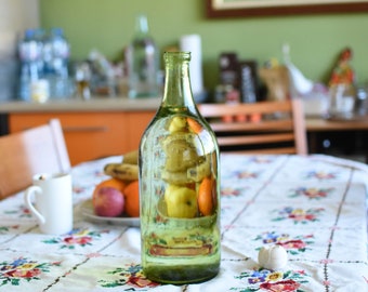 Vintage Glass Demijohn 3 liters//Art Vase//Decanter//French glass demijohn carboy wine bottle//Glass que Glass//Green Rare Uniquе Vase
