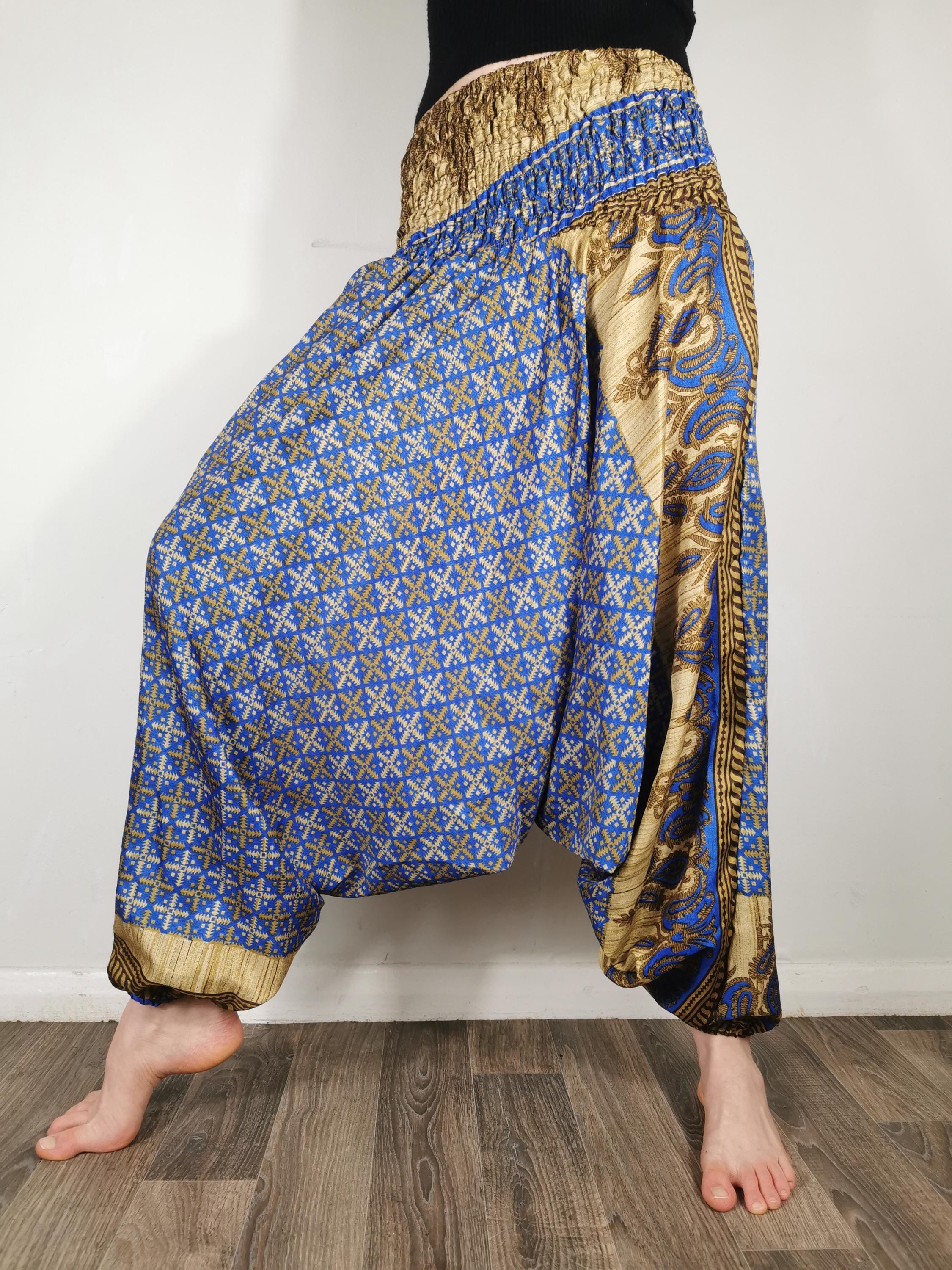Upcycled Sari Harem Pants, One of a Kind Boho Trousers (size 6-16