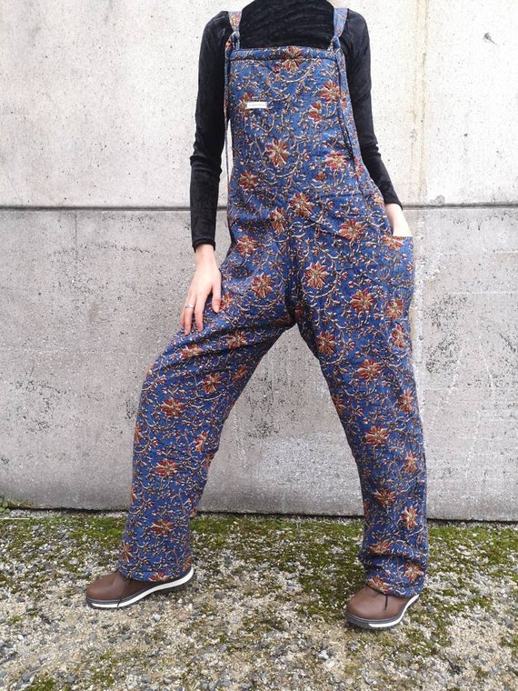 Fleece Lined Block Print Cotton Overalls -  Canada