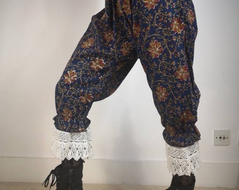 Pirate Pantaloons - Block Print Blue