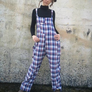 Tartan Cotton Flannel Overalls, Relaxed Fit Romper