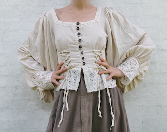 Tudor Top Cream - Renaissance Medieval Cottage core Witch
