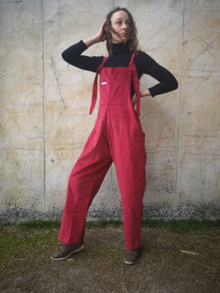 [SOMEWHERE BUTTER]★Corduroy letter patch overall Corduroy Overalls - Etsy