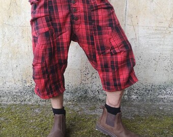 Combat Shorts - Red & Black Plaid