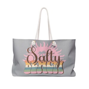 Salty Beach Weekender Bag, Large Beach Travel Tote, Overnight Bag, Nautical Vacation Duffle, Summer Getaway Luggage
