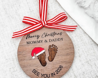 See You in 2026 Mommy and Daddy Ornament | Pregnancy Announcement Christmas Keepsake Expecting Parents Gift | Baby Reveal Holiday Decoration