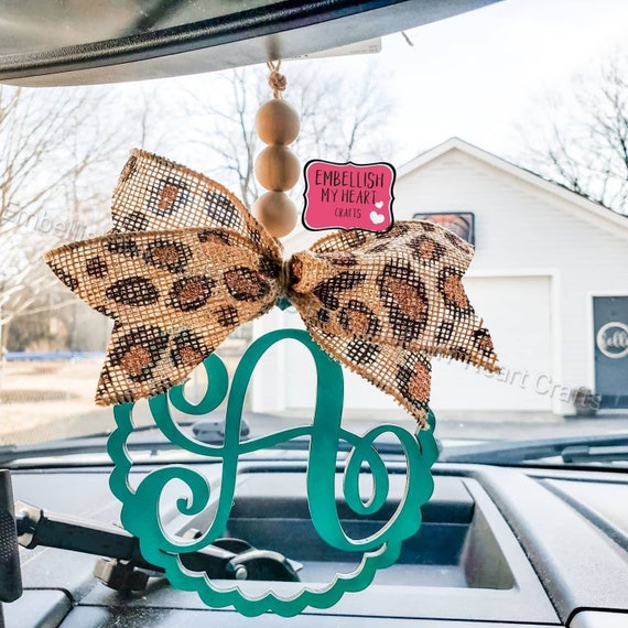 Car Charm Monogram Initial Personalized Rear View Mirror Etsy