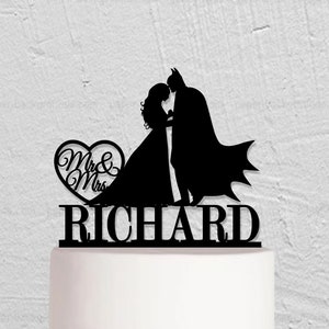 Hero Cake Topper, Super Hero Wedding Cake Topper, Super Couple Theme Cake Topper, Mr Mrs Cake Topper, Custom Cake Topper W071