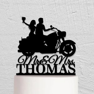 Motocycle Wedding Cake Topper, Custom Cake Topper With Couple, Mr And Mrs Cake Topper, Bride And Groom Cake Topper, Wedding Decoration w236
